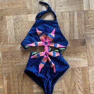 Mara Hoffman Starfish Colorful Cutout One-Piece Swimsuit XS